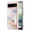 For Google Pixel 6a Marble Pattern IMD Card Slot Phone Case(Galaxy Marble White)
