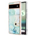 For Google Pixel 6a Marble Pattern IMD Card Slot Phone Case(Green)