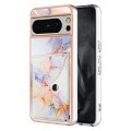 For Google Pixel 8 Pro Marble Pattern IMD Card Slot Phone Case(Galaxy Marble White)