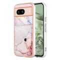 For Google Pixel 8a Marble Pattern IMD Card Slot Phone Case(Rose Gold)
