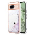 For Google Pixel 8a Marble Pattern IMD Card Slot Phone Case(White Purple)
