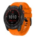 For Garmin Fenix 7X 26mm Solid Color Steel Buckle Silicone Quick Release Watch Band(Orange)