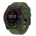 For Garmin Fenix 7X 26mm Solid Color Steel Buckle Silicone Quick Release Watch Band(Army Green)