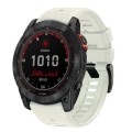 For Garmin Fenix 7X 26mm Solid Color Steel Buckle Silicone Quick Release Watch Band(Creamy White)
