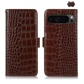 For Google Pixel 9 Pro Crocodile Top Layer Cowhide Leather Phone Case(Brown)