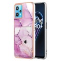 For Realme 9 Pro+ 5G Marble Pattern IMD Card Slot Phone Case(Pink Purple Gold)