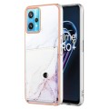 For Realme 9 Pro+ 5G Marble Pattern IMD Card Slot Phone Case(White Purple)