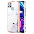 For Realme C21Y Marble Pattern IMD Card Slot Phone Case(White Purple)