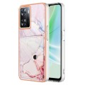 For Realme Narzo 50 5G Marble Pattern IMD Card Slot Phone Case(Rose Gold)