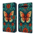 For LG K41S/K51S Crystal Painted Leather Phone case(Flower Butterfly)