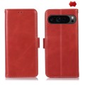 For Google Pixel 9 Pro Crazy Horse Top Layer Cowhide Leather Phone Case(Red)