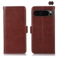 For Google Pixel 9 Pro Crazy Horse Top Layer Cowhide Leather Phone Case(Brown)