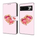 For Google Pixel 6 Crystal Painted Leather Phone case(Love Peach)