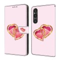 For Sony Xperia 1 IV Crystal Painted Leather Phone case(Love Peach)