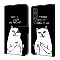 For Sony Xperia 1 V Crystal Painted Leather Phone case(Dont Touch My Phone)