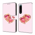 For Sony Xperia 5 III Crystal Painted Leather Phone case(Love Peach)