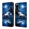 For Sony Xperia 5 IV Crystal Painted Leather Phone case(White Horse)
