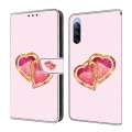 For Sony Xperia 10 IV Crystal Painted Leather Phone case(Love Peach)