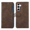 For Samsung Galaxy A55 5G ABEEL Color Block Magnetic RFID Leather Phone Case(Brown-Blue)