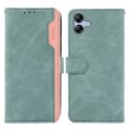 For Samsung Galaxy A05 4G ABEEL Color Block Magnetic RFID Leather Phone Case(Cyan-Pink)