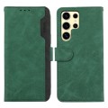 For Samsung Galaxy S22 Ultra 5G ABEEL Color Block Magnetic RFID Leather Phone Case(Green-Black)