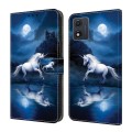 For Motorola Moto E13 Crystal Painted Leather Phone case(White Horse)