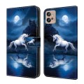 For Motorola Moto G10/G20/G30 Crystal Painted Leather Phone case(White Horse)