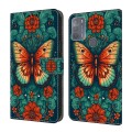 For Motorola Moto G50 Crystal Painted Leather Phone case(Flower Butterfly)
