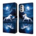 For Motorola Moto G51 5G Crystal Painted Leather Phone case(White Horse)