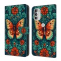 For Motorola Moto G51 5G Crystal Painted Leather Phone case(Flower Butterfly)