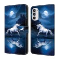 For Motorola Moto G52 4G/G82 Crystal Painted Leather Phone case(White Horse)