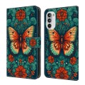 For Motorola Moto G52 4G/G82 Crystal Painted Leather Phone case(Flower Butterfly)