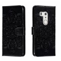 For Fujitsu Arrows Be3 F-01L Sun Mandala Embossing Pattern Phone Leather Case(Black)