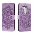 For Fujitsu Arrows Be3 F-02L Sun Mandala Embossing Pattern Phone Leather Case(Purple)