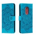 For Fujitsu Arrows Be4 Plus F-41B Sun Mandala Embossing Pattern Phone Leather Case(Blue)