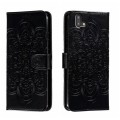 For Fujitsu Arrows U Sun Mandala Embossing Pattern Phone Leather Case(Black)