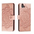 For Fujitsu Arrows U Sun Mandala Embossing Pattern Phone Leather Case(Rose Gold)