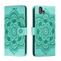 For Fujitsu Arrows U Sun Mandala Embossing Pattern Phone Leather Case(Green)