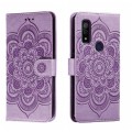 For Fujitsu Arrows We F-51B Sun Mandala Embossing Pattern Phone Leather Case(Purple)