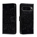 For Google Pixel 9 Pro Sun Mandala Embossing Pattern Phone Leather Case(Black)