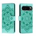 For Google Pixel 9 Pro Sun Mandala Embossing Pattern Phone Leather Case(Green)