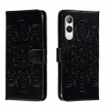 For Rakuten Hand 5G Sun Mandala Embossing Pattern Phone Leather Case(Black)