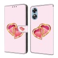 For OPPO A17 Crystal Painted Leather Phone case(Love Peach)