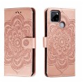 For Realme C12 Sun Mandala Embossing Pattern Phone Leather Case(Rose Gold)