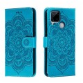 For Realme C15 / C25 / Narzo 30A Sun Mandala Embossing Pattern Phone Leather Case(Blue)
