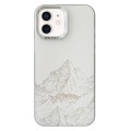 For iPhone 12 2 in 1 Aurora Electroplating Frame Phone Case(Snowy Mountains White)