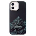 For iPhone 12 2 in 1 Aurora Electroplating Frame Phone Case(Snowy Mountains Black)