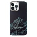 For iPhone 12 Pro 2 in 1 Aurora Electroplating Frame Phone Case(Snowy Mountains Black)
