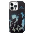 For iPhone 12 Pro Max 2 in 1 Aurora Electroplating Frame Phone Case(Sunrise Black)