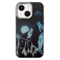 For iPhone 13 2 in 1 Aurora Electroplating Frame Phone Case(Sunrise Black)